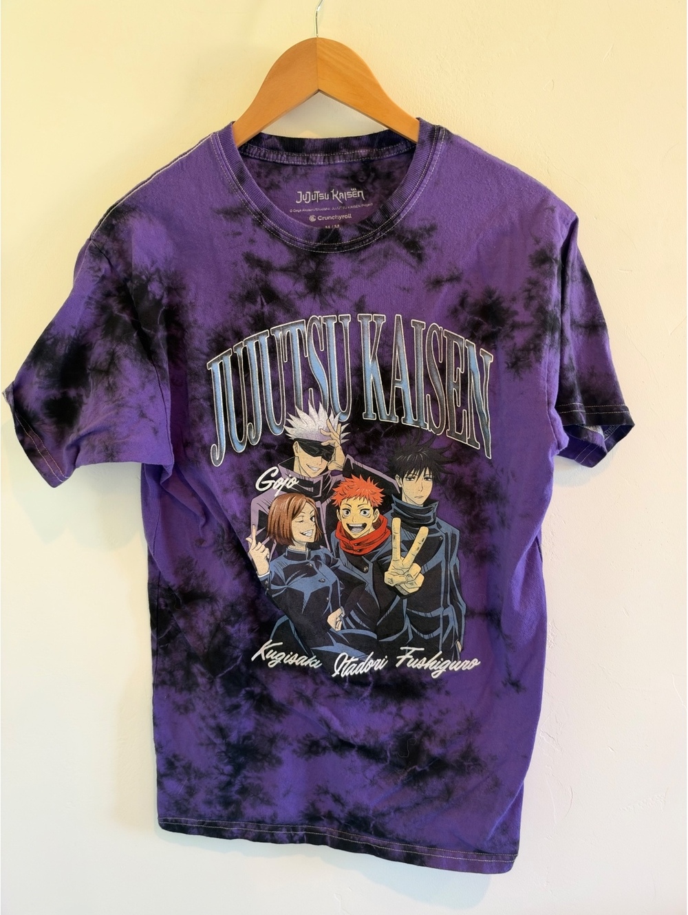 Jujutsu Kaisen Crunchyroll Purple Black Tie Dye Graphic T-Shirt Size Medium
